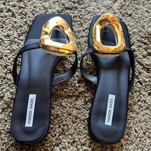 Brand New Black and Gold Women's Sandals